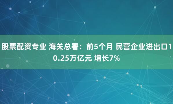 股票配资专业 海关总署：前5个月 民营企业进出口10.25万亿元 增长7%
